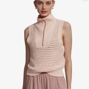 Varley Bains Sleeveless Half-Zip Tank, Silver Peony Pink, Size Medium